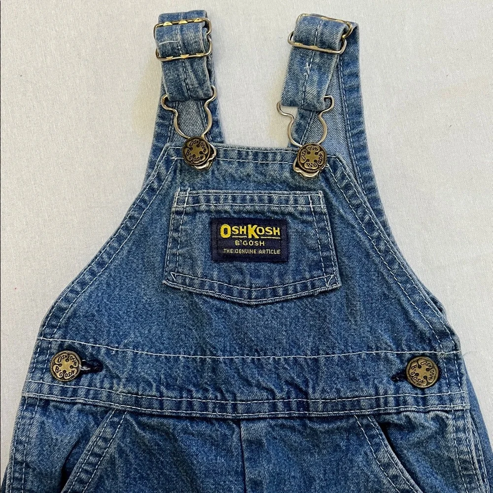 Vintage OshKosh BGosh Vestbak Genuine Article Union Made Baby Denim Overalls 3-6